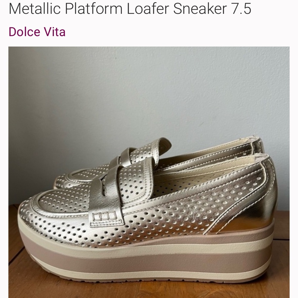 Dolce Vita Metallic Gold Perforated Platform Loafer